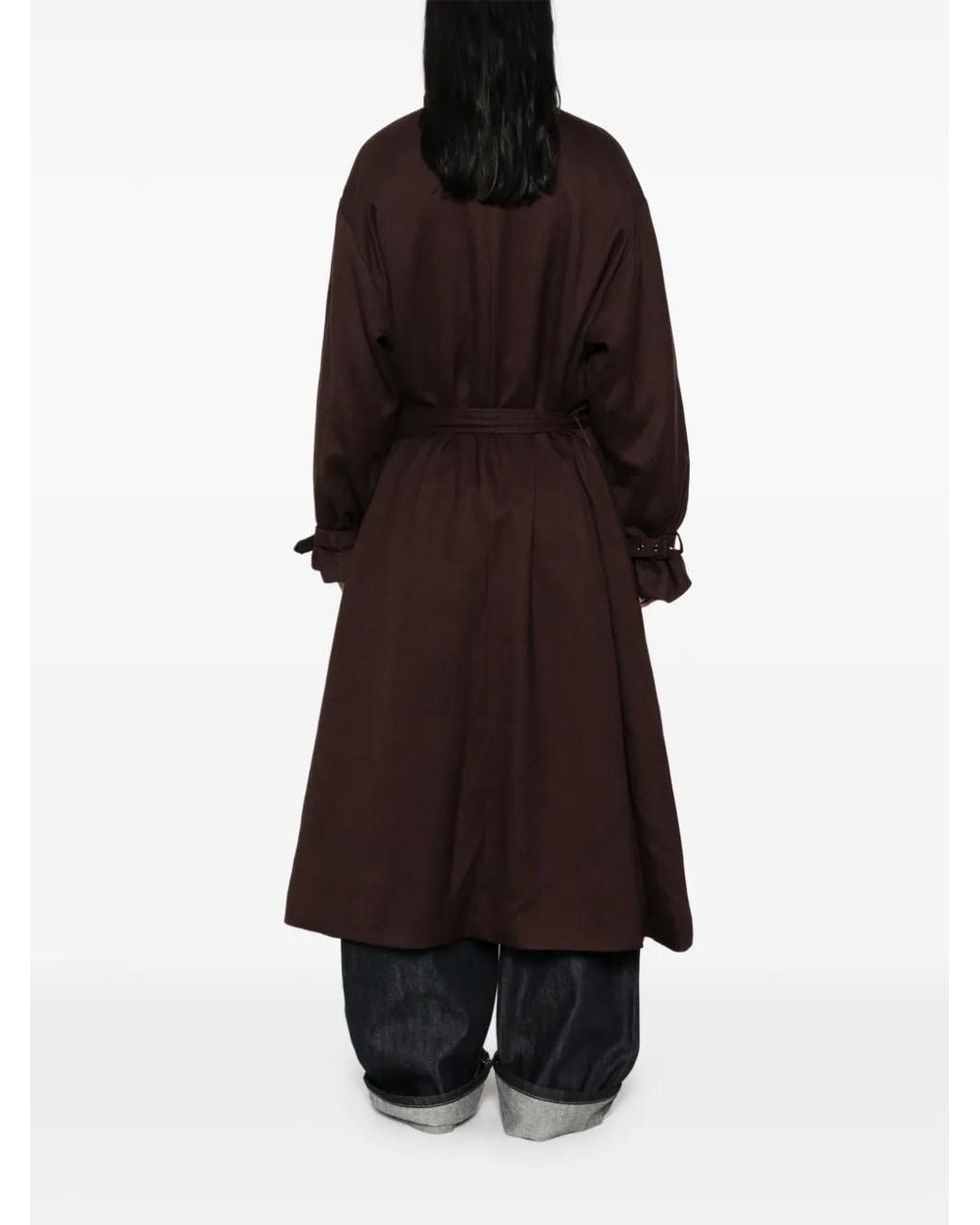 LA PISCINE Red Belted Oversized-Collar Jacket