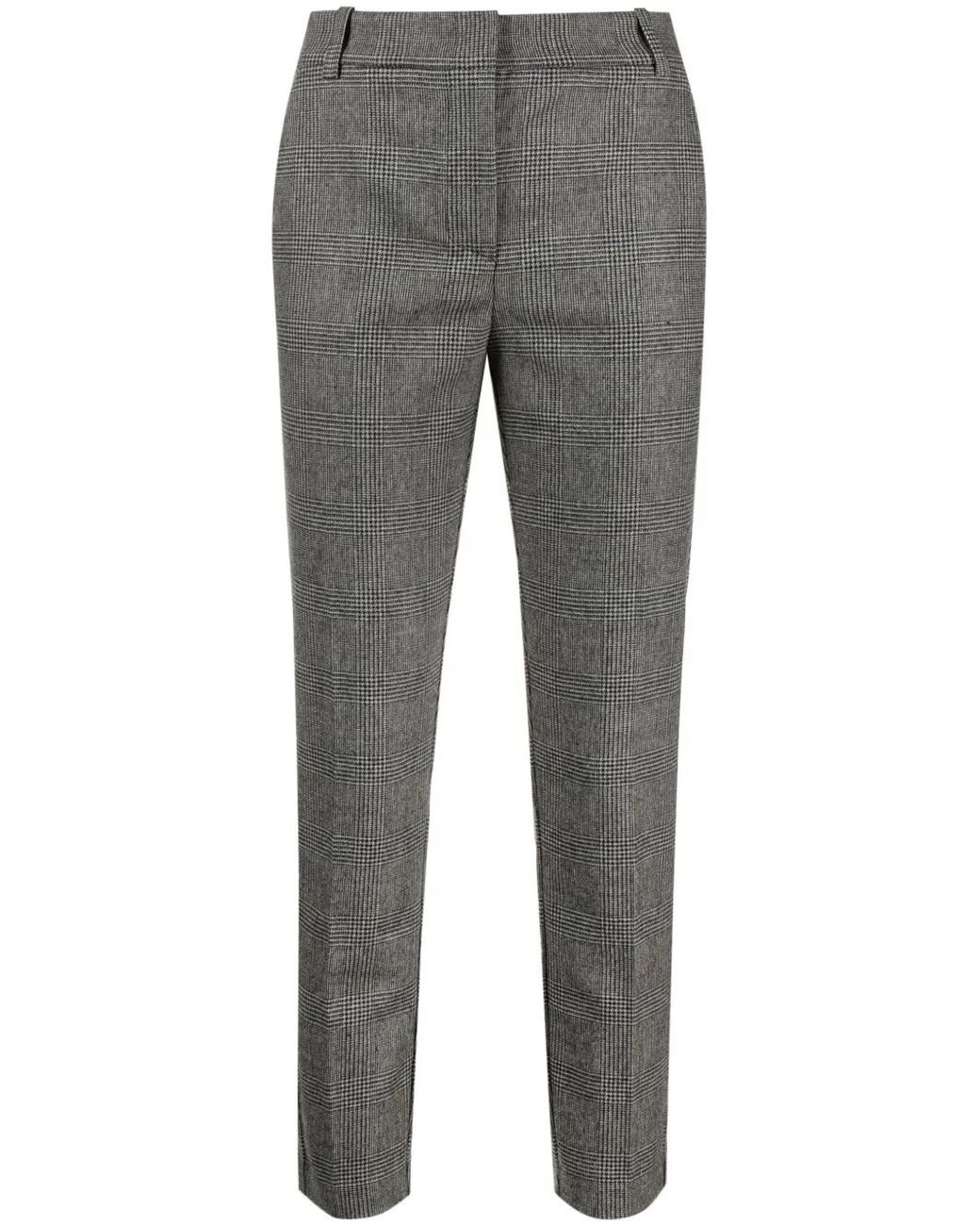 Pinko Gray Bello Checkered Slim-Fit Trousers