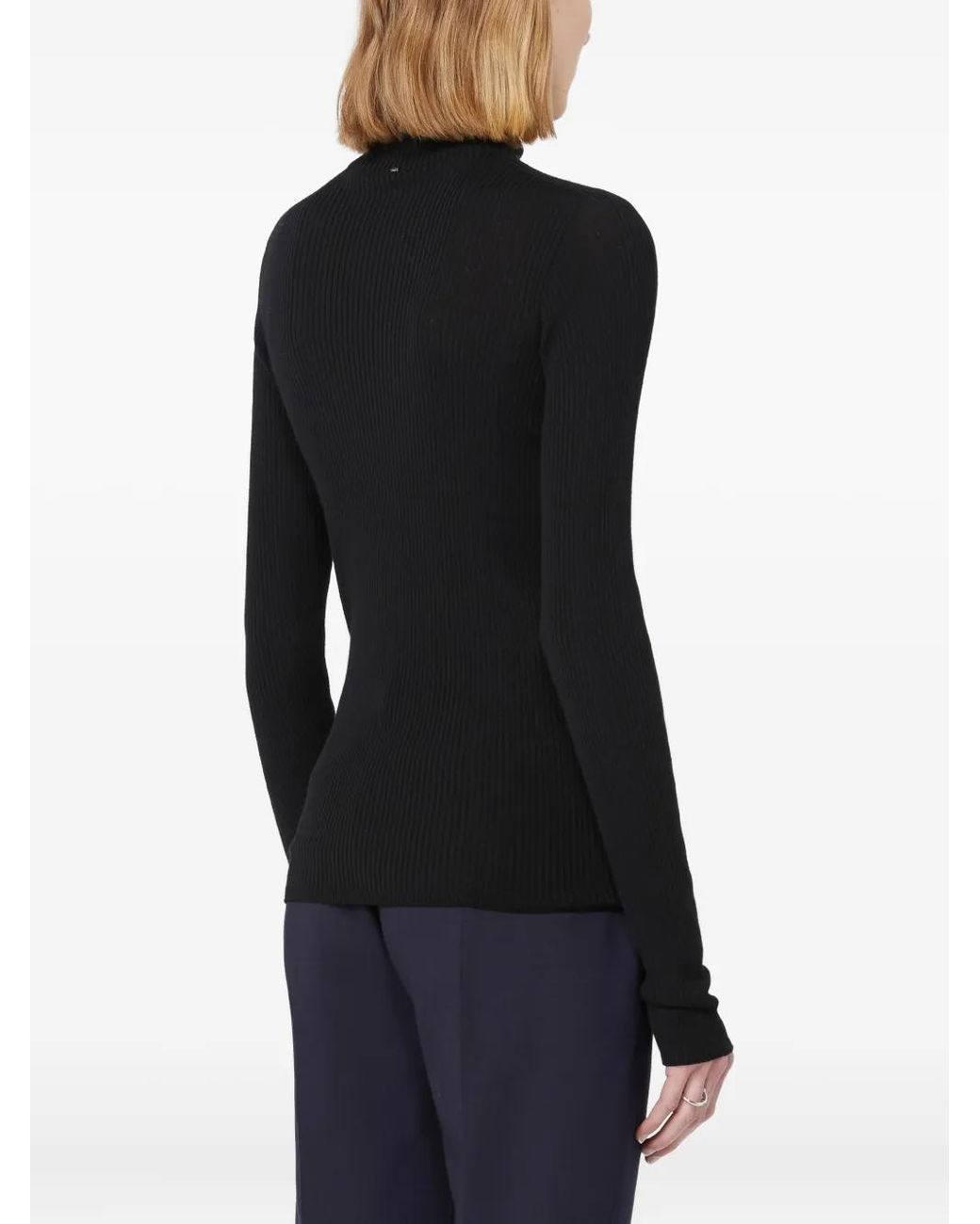 Sportmax Geribbelde Top Met Col in het Black