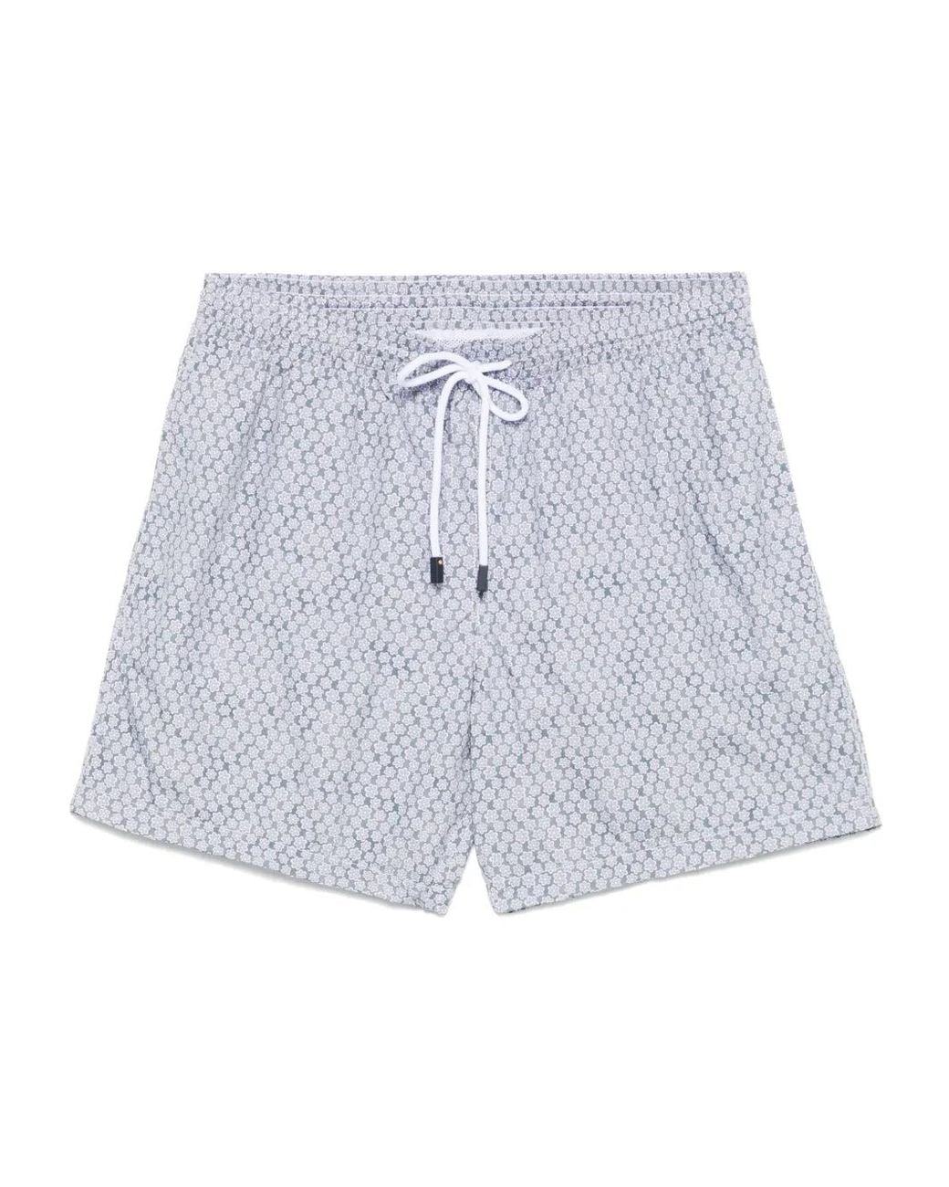 Barba Napoli Blue Printed Swim Shorts for men