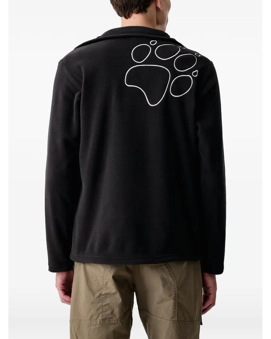 Jack Wolfskin Black Logo-Embroidered Zip-Up Sweater for men