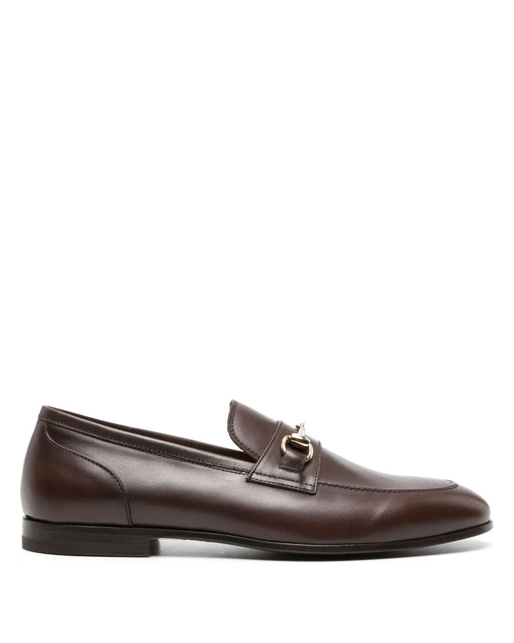 Scarosso Brown Horsebit-Detail Leather Loafers for men
