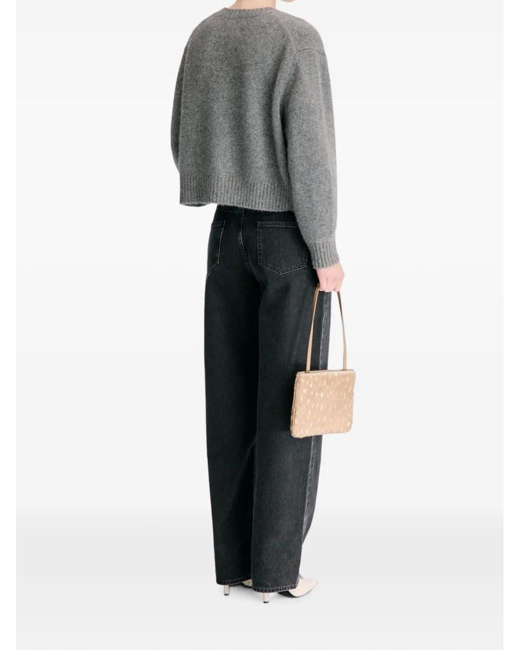 Loulou de Saison Gray Remus Ribbed-Knit Cropped Cardigan