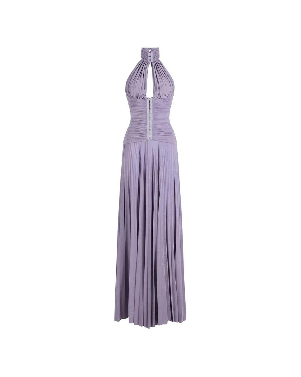 elisabetta franchi pleated long dress Elisabetta Franchi floral-appliqu Pleated Maxi Dress | Brown