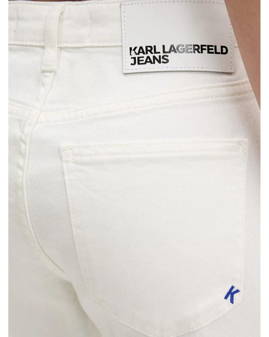 Karl Lagerfeld White Logo-Patch Jeans