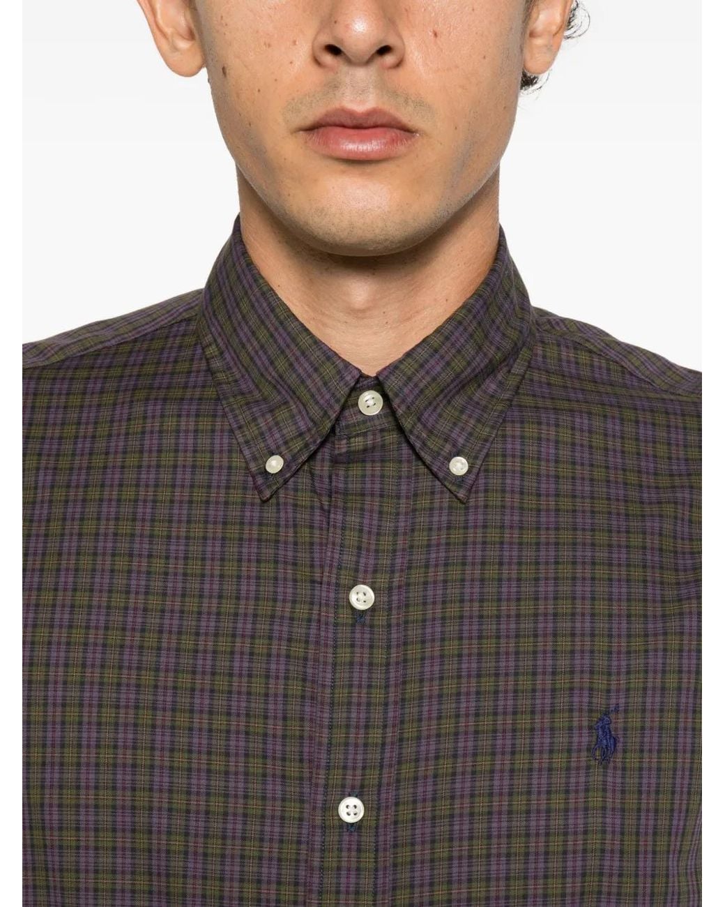 Polo Ralph Lauren Gray Check-Pattern Button-Down Shirt for men