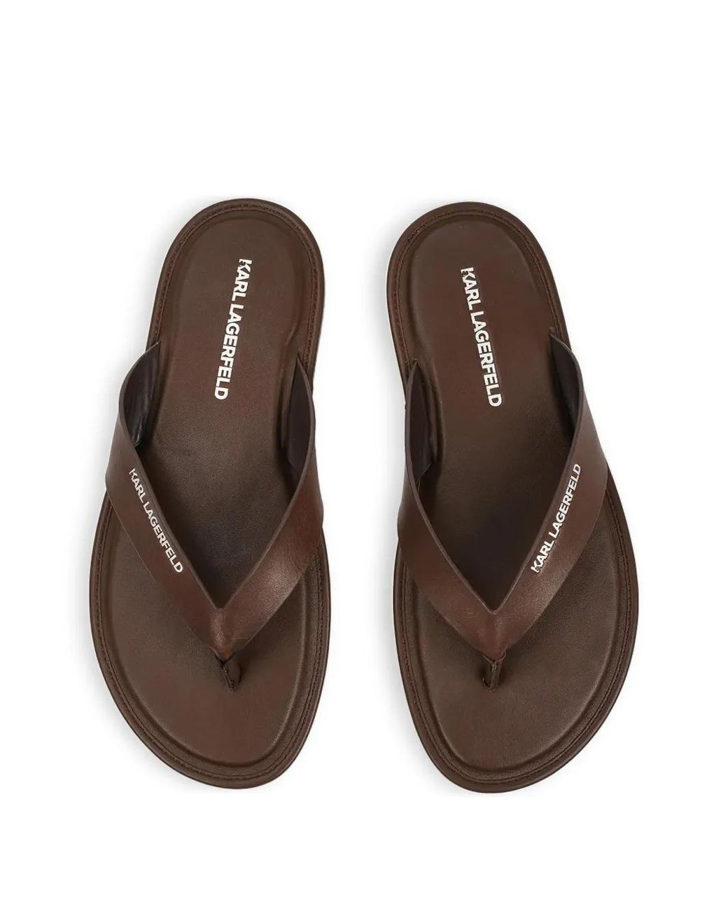 Karl Lagerfeld Brown Logo-Print Flip-Flops for men
