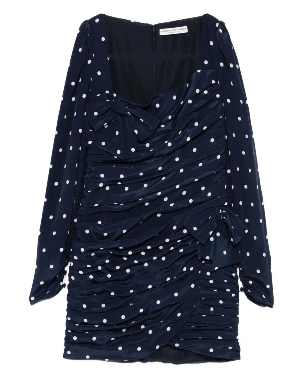 Alessandra Rich Blue Polka-Dot Bow Mini Dress