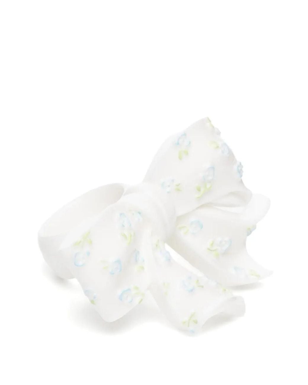 ShuShu/Tong White Floral-Print Embossed Bow Ring