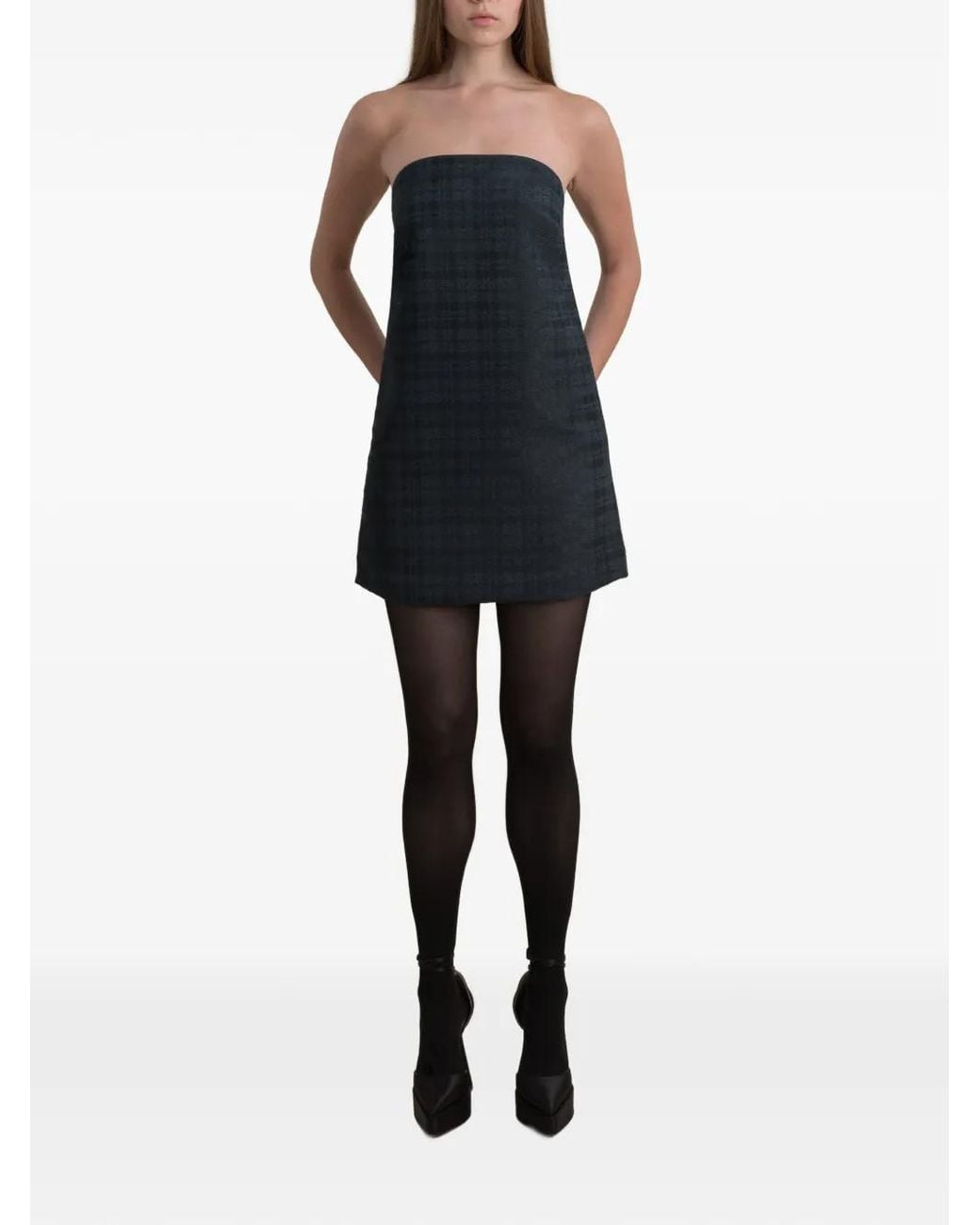 Contessa Mills Blue Sophia Plaid Strapless Dress