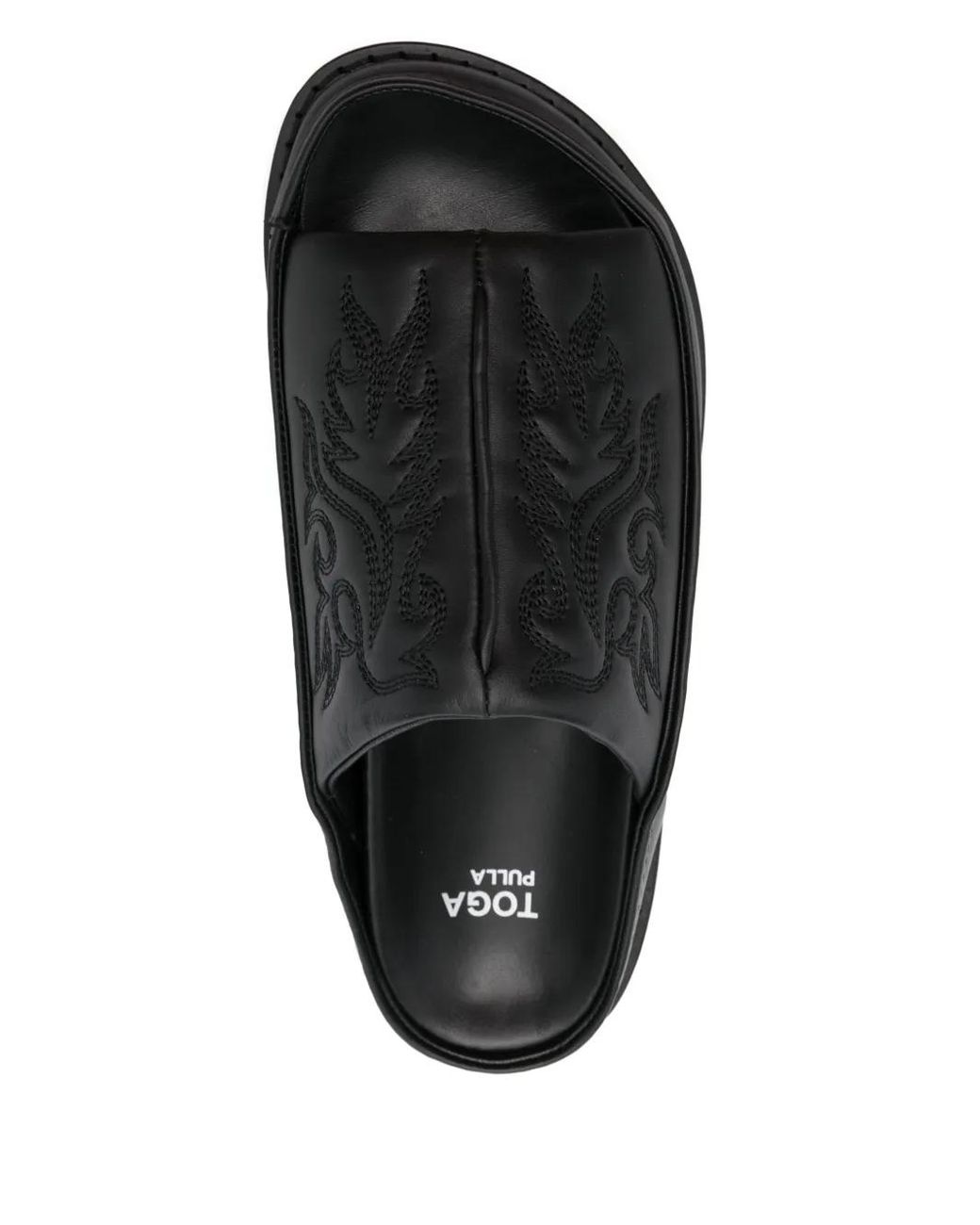 Toga Black Embroidered Sandals