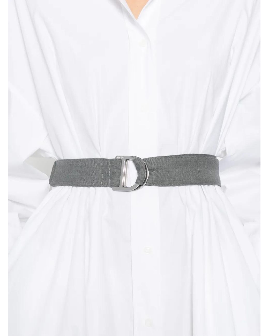 Maje White Shirt Dress With Contrast Belt