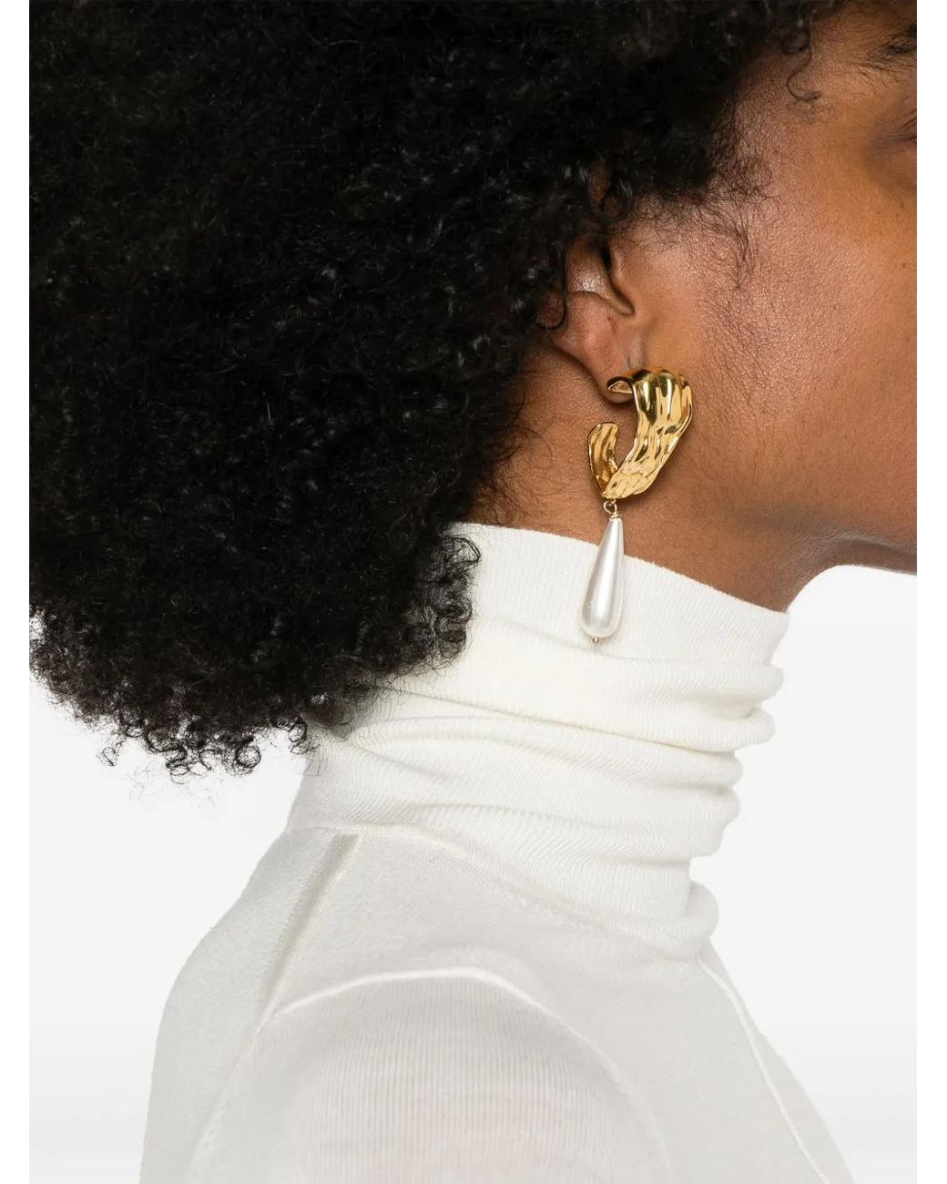 Chloé White Logo-Embroidered Roll-Neck Jumper