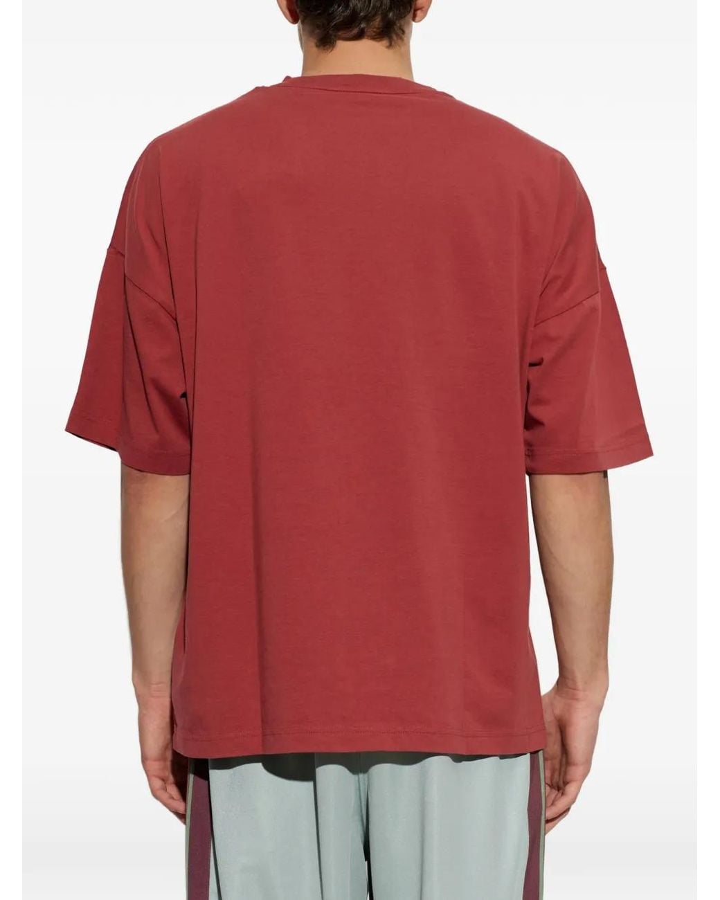 Palm Angels Red Sunset Blvd Palm Logo-Print T-Shirt for men