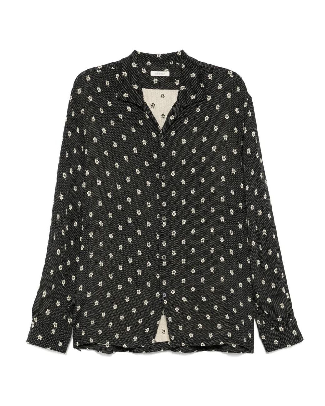CALMLENCE Classic Open-Collar Shirt in Black for Men | Lyst UK