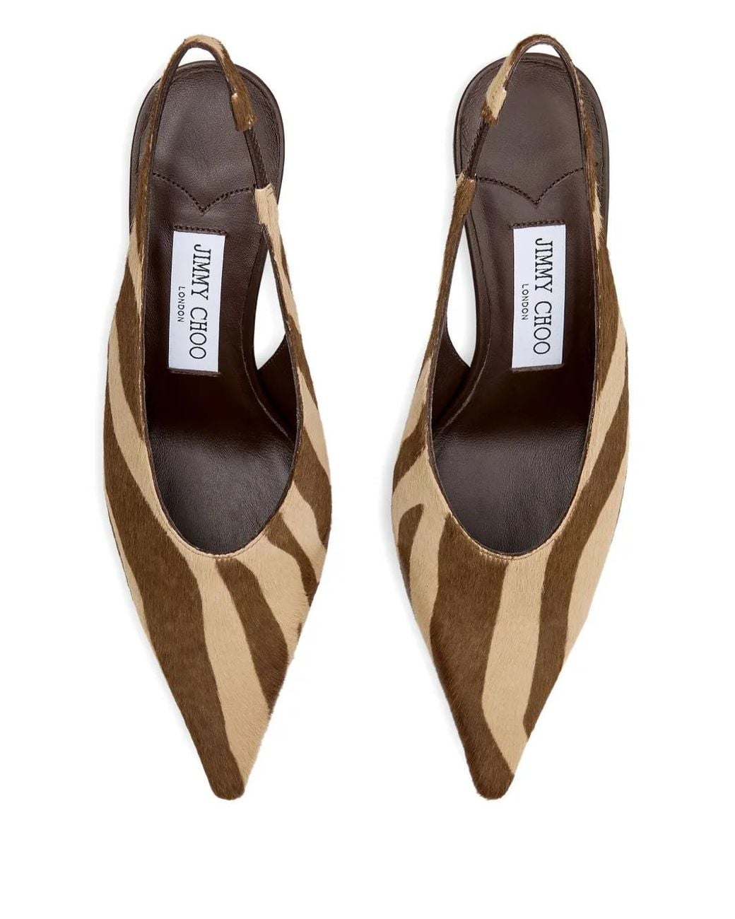 Jimmy Choo Brown 80Mm Isa Zebra-Print Slingback Pumps