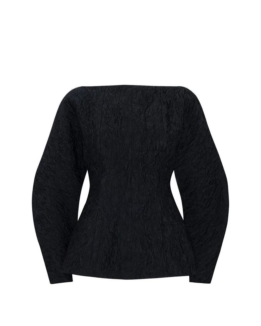Roksanda Black Eni Crinkled-Effect Long-Sleeved Blouse