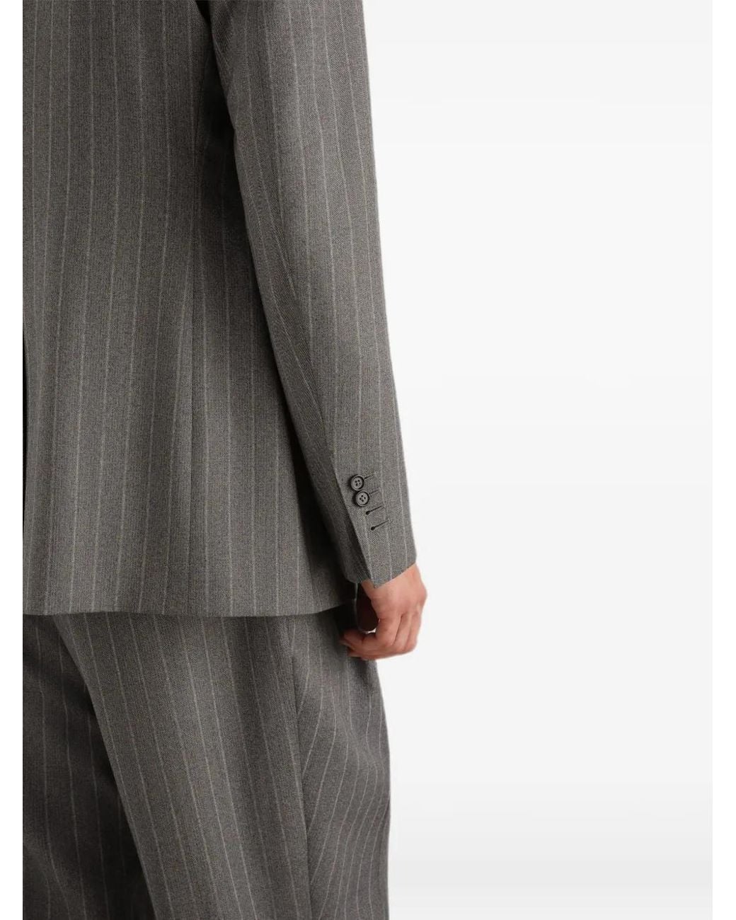 Dolce & Gabbana Gray Veste En Laine Palermo À Simple Boutonnage Et Fines Rayures for men