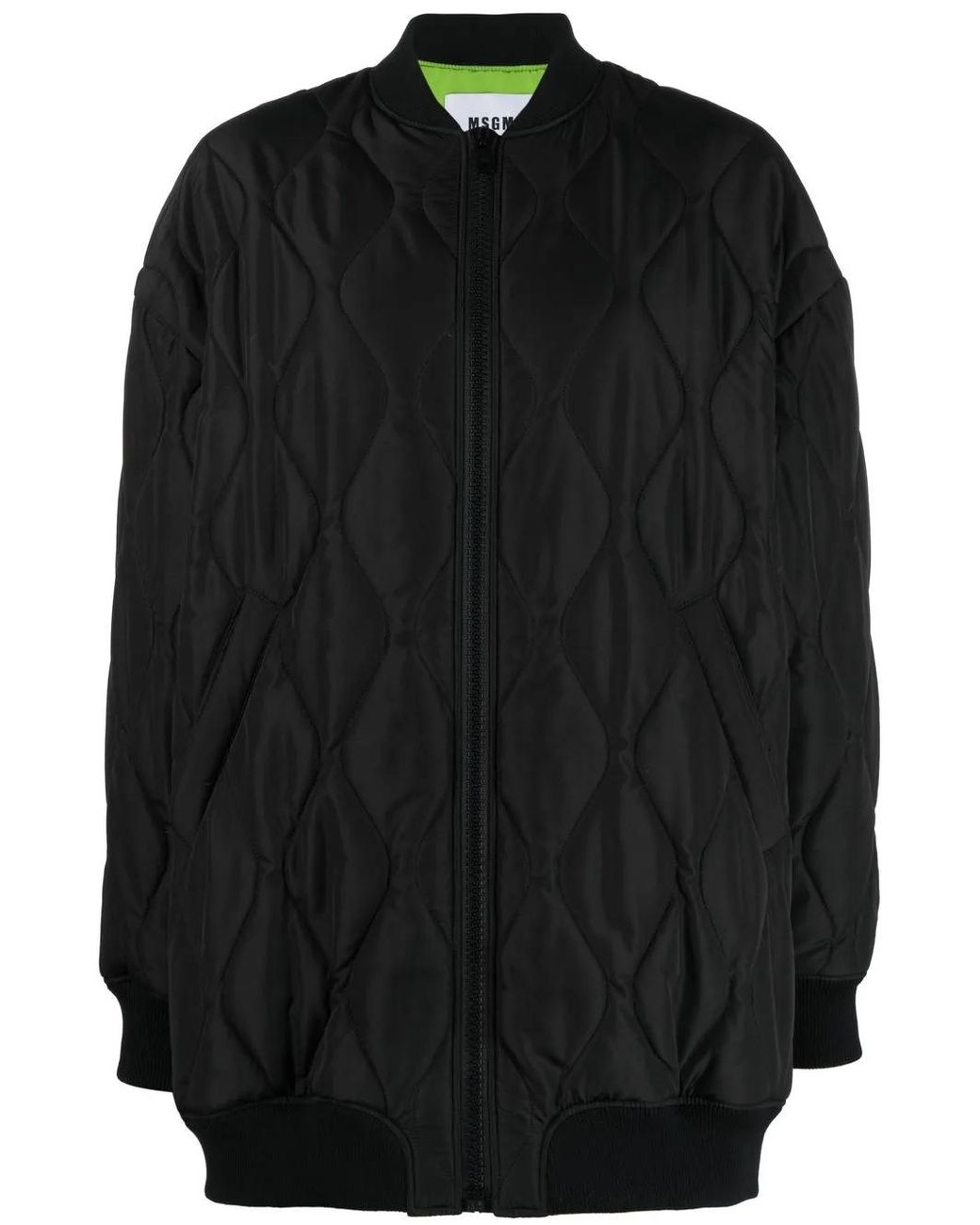 MSGM Black Quilted Bomber Jacket