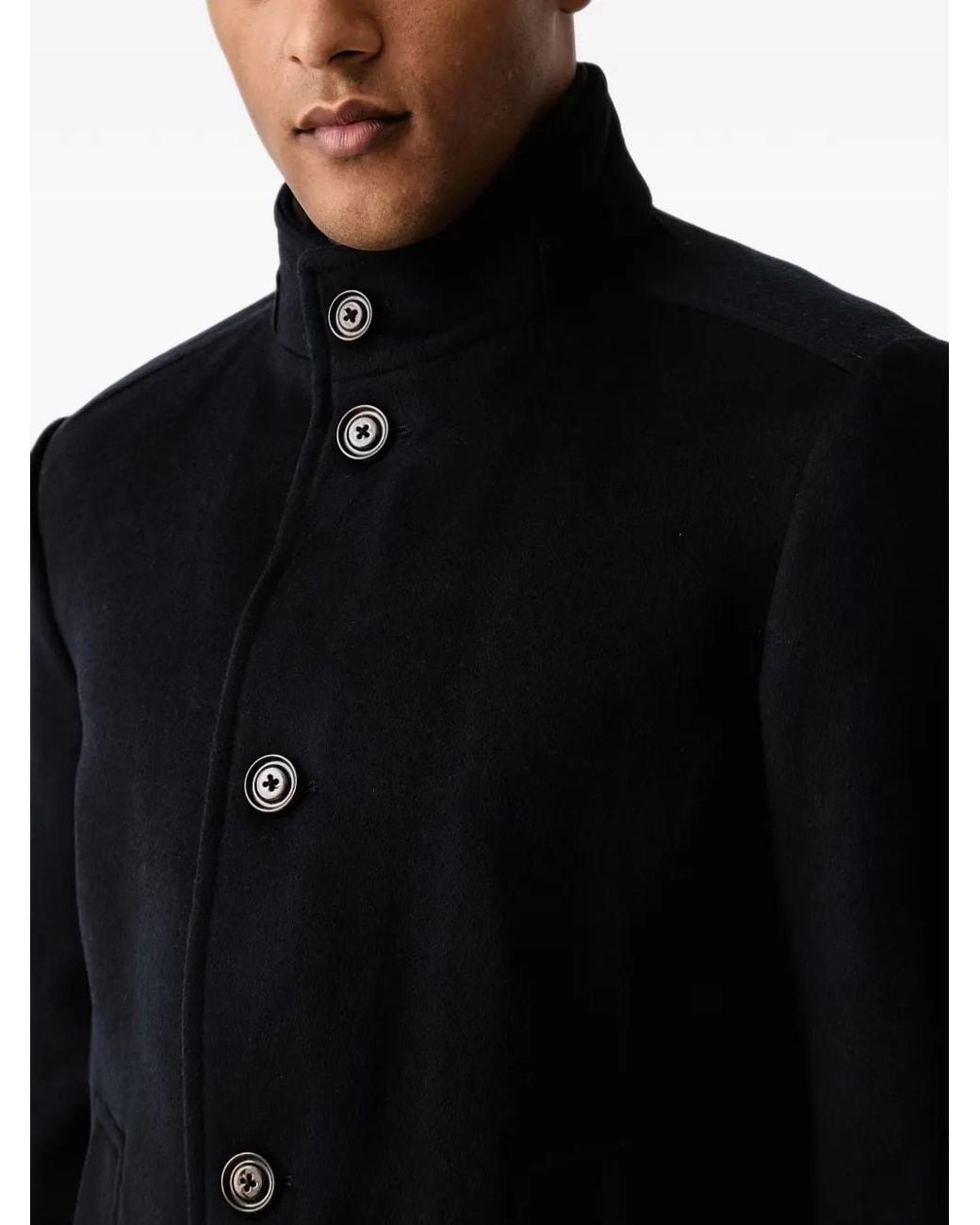 Joop! Black Button-Fastening High-Neck Coat for men