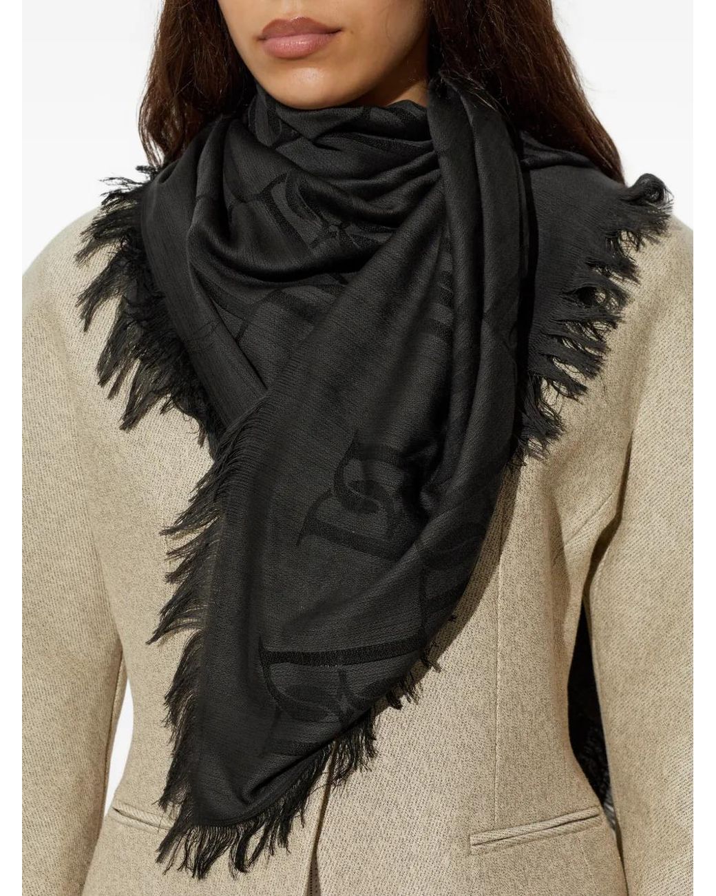 By Malene Birger Black Mallon Patterned Scarf