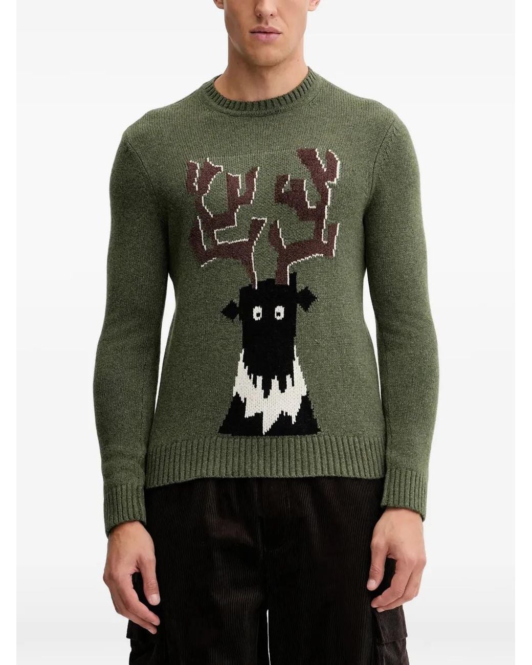 EA7 Green Graphic-Print Sweater for men