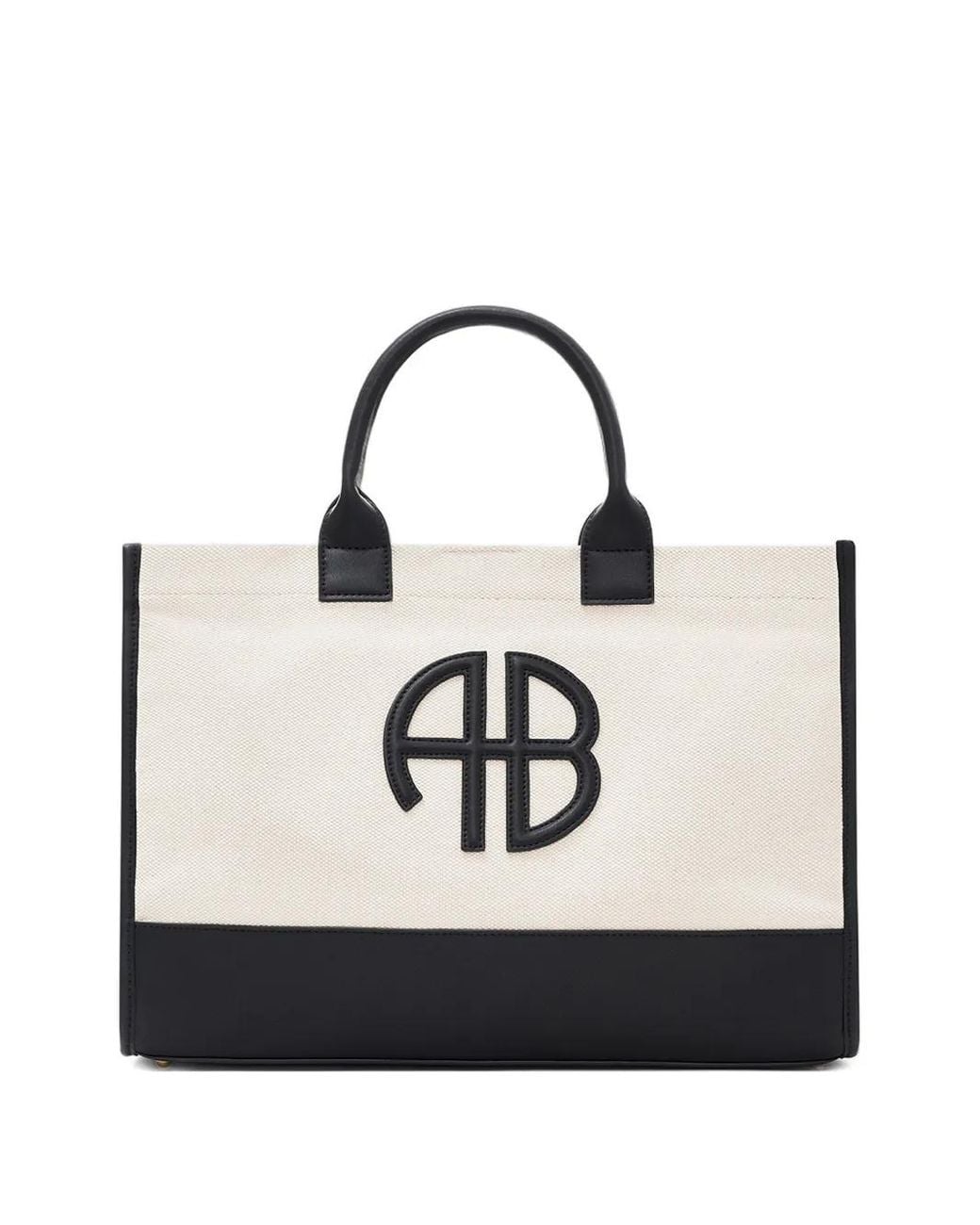 Anine Bing White Medium Lara Tote Natural Canvas With