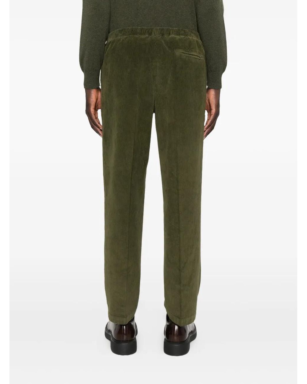 Cellar Door Green Drawstring Corduroy Trousers for men