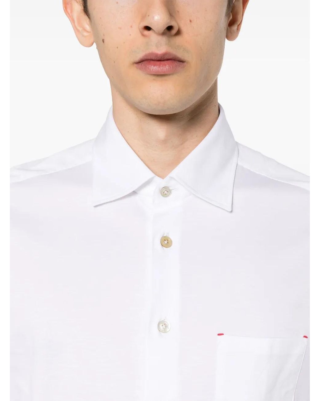 Kiton White Jersey Cotton Shirt for men