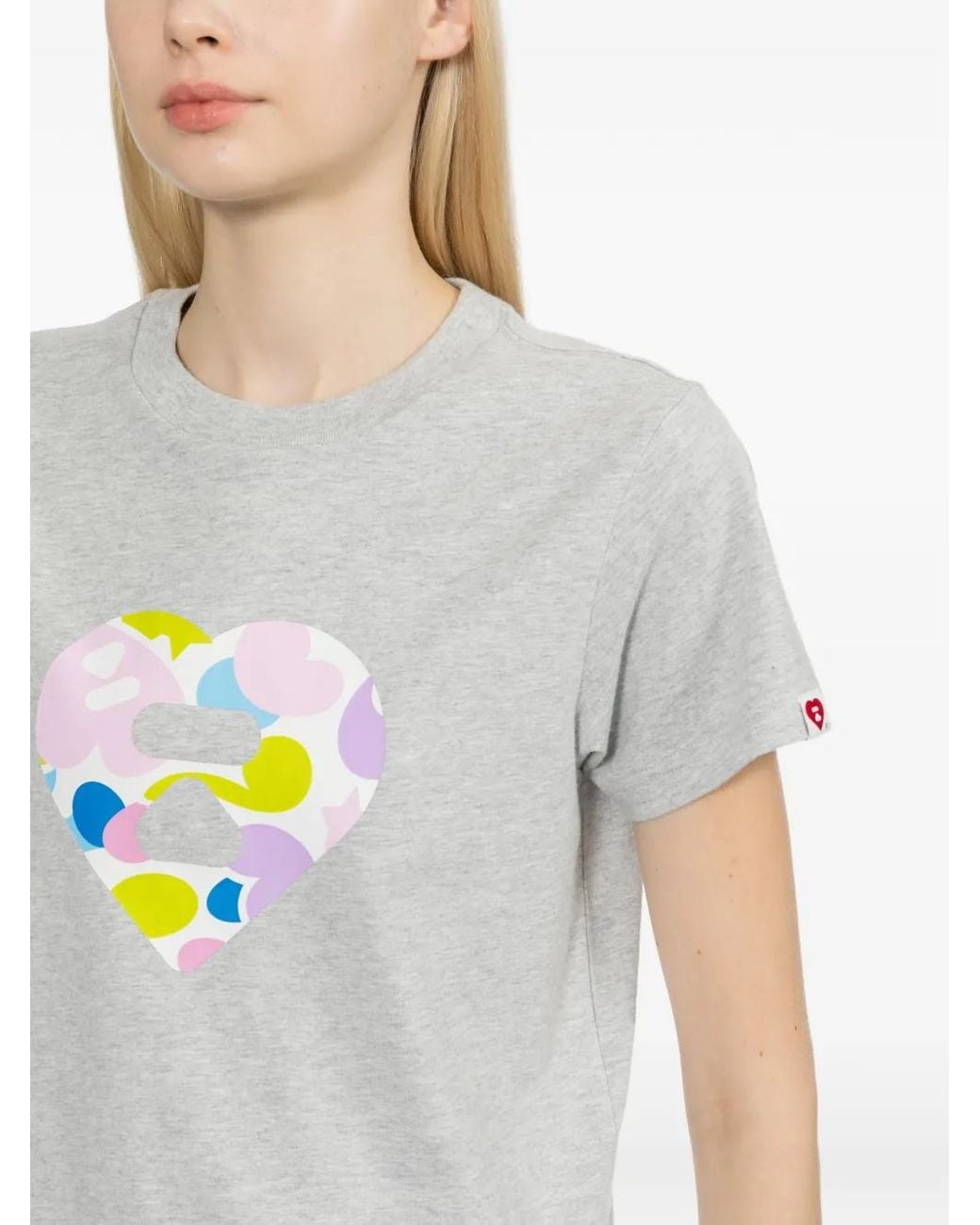AAPE BY A BATHING AP Gray T-Shirt À Imprimé Cœur