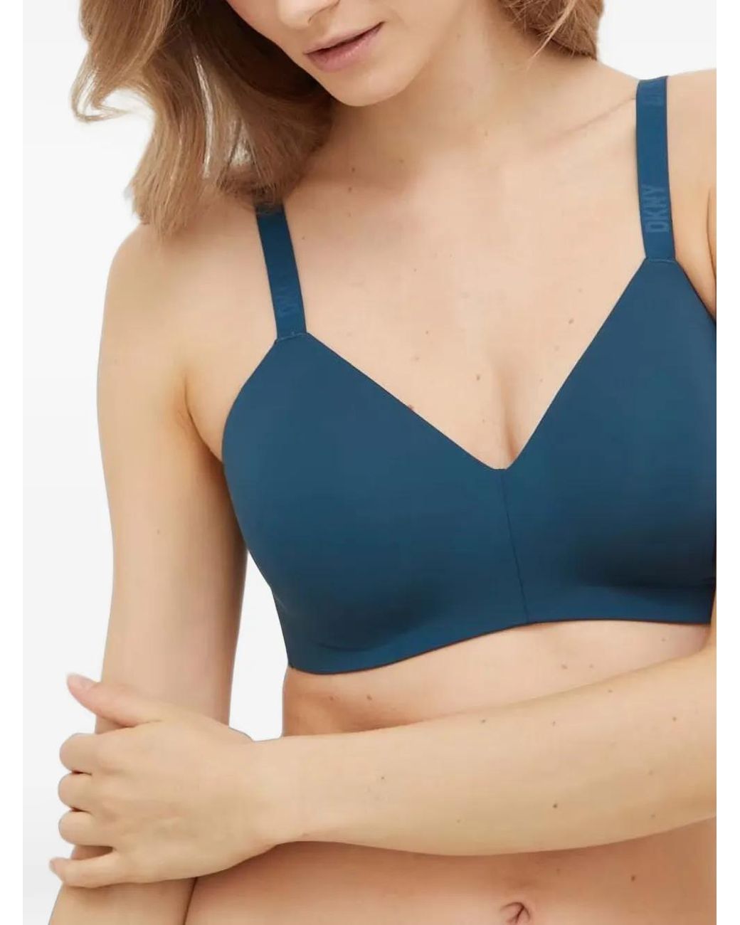 DKNY Blue Logo-Strap Bra
