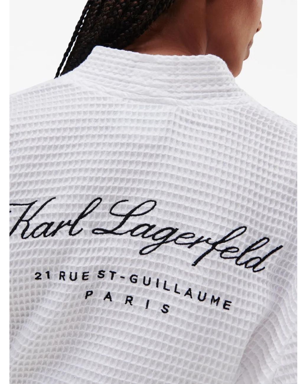 Karl Lagerfeld White Hotel Karl Waffle-Knit Bathrobe