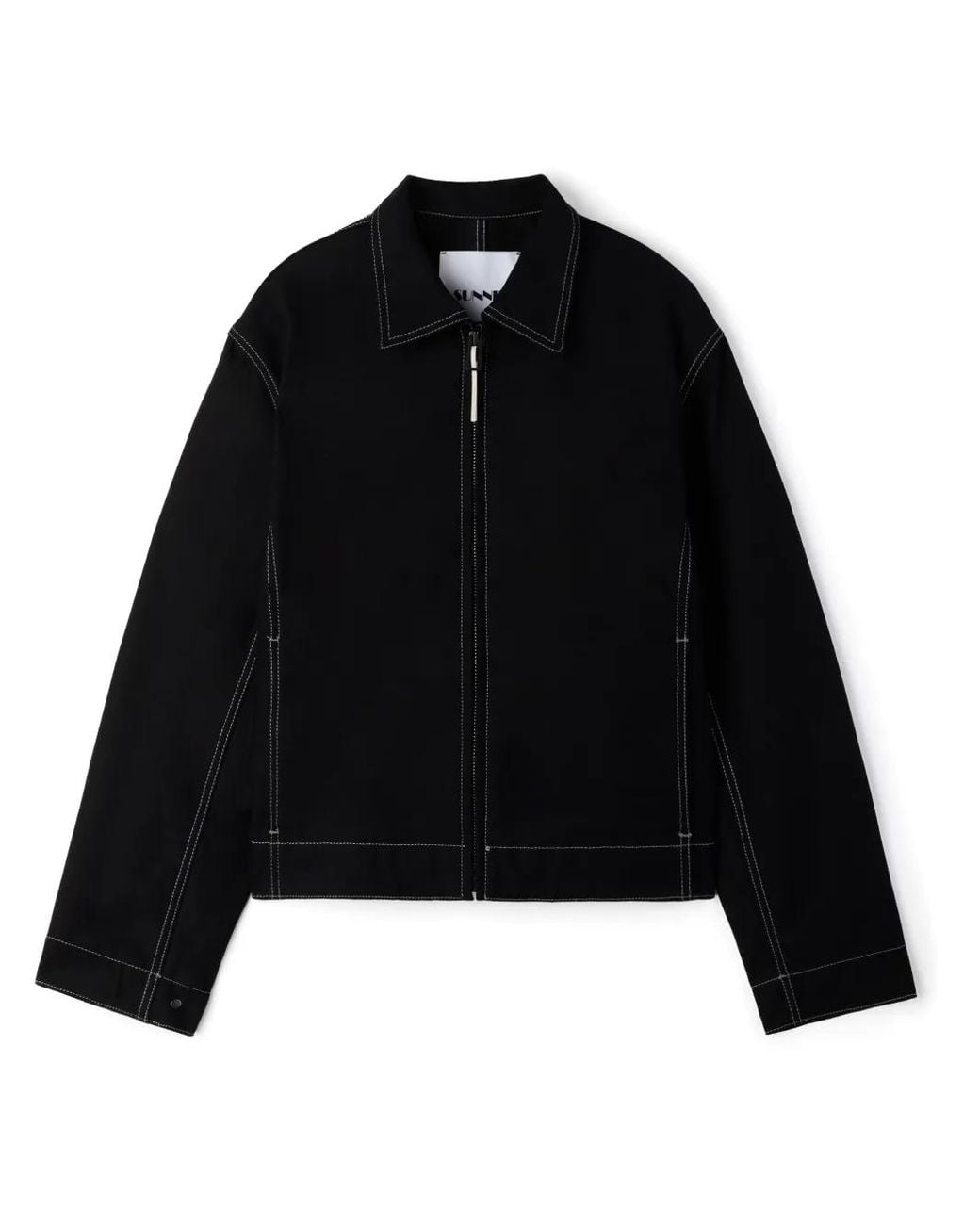 Sunnei Black Contrast Stitching Shirt-Jacket