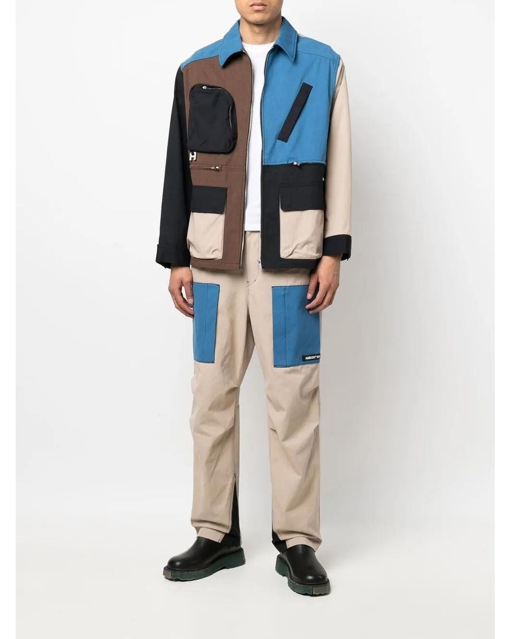 Ambush Blue Panelled Worker Jacket for men