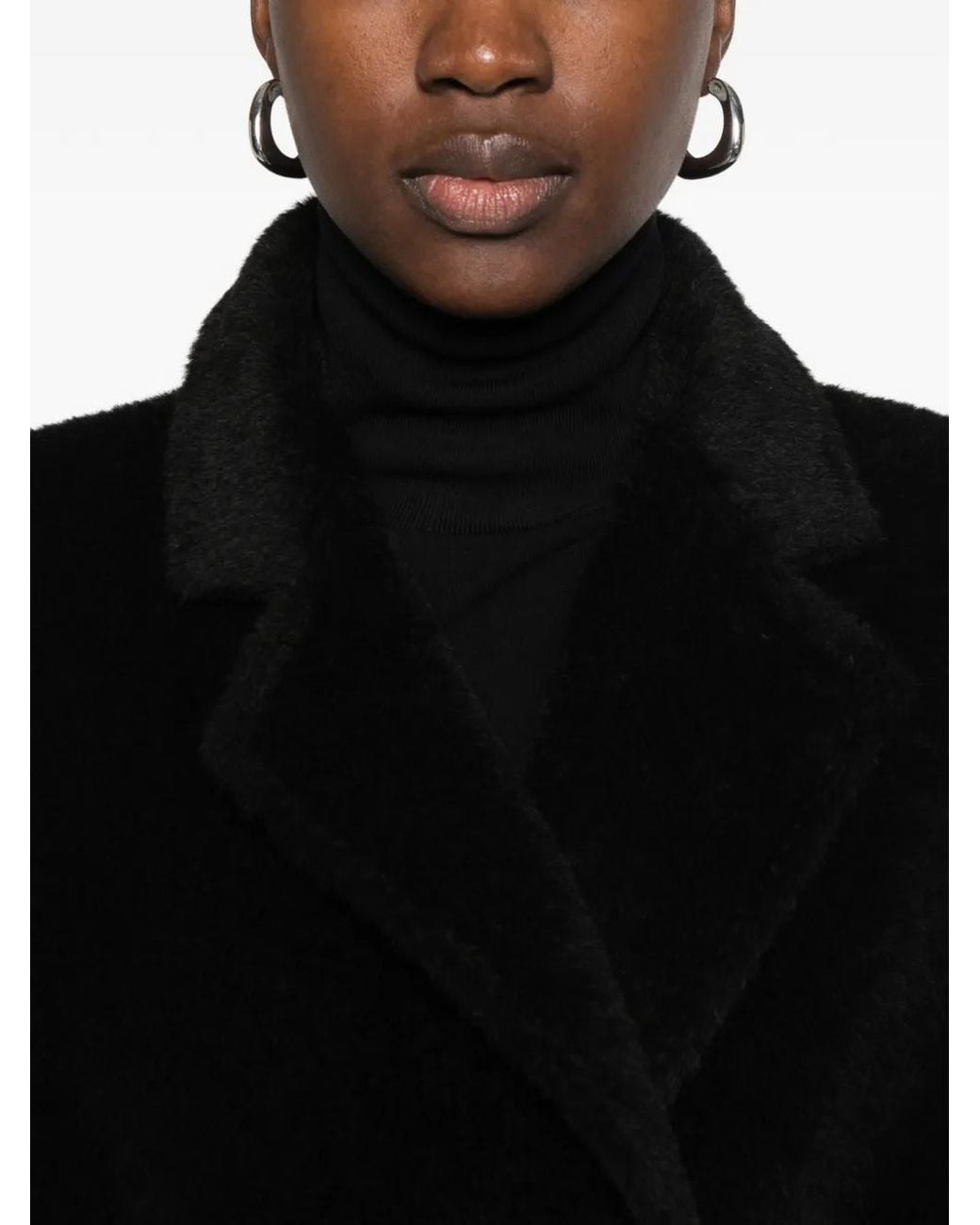 Tagliatore Black Belted Faux-Fur Coat