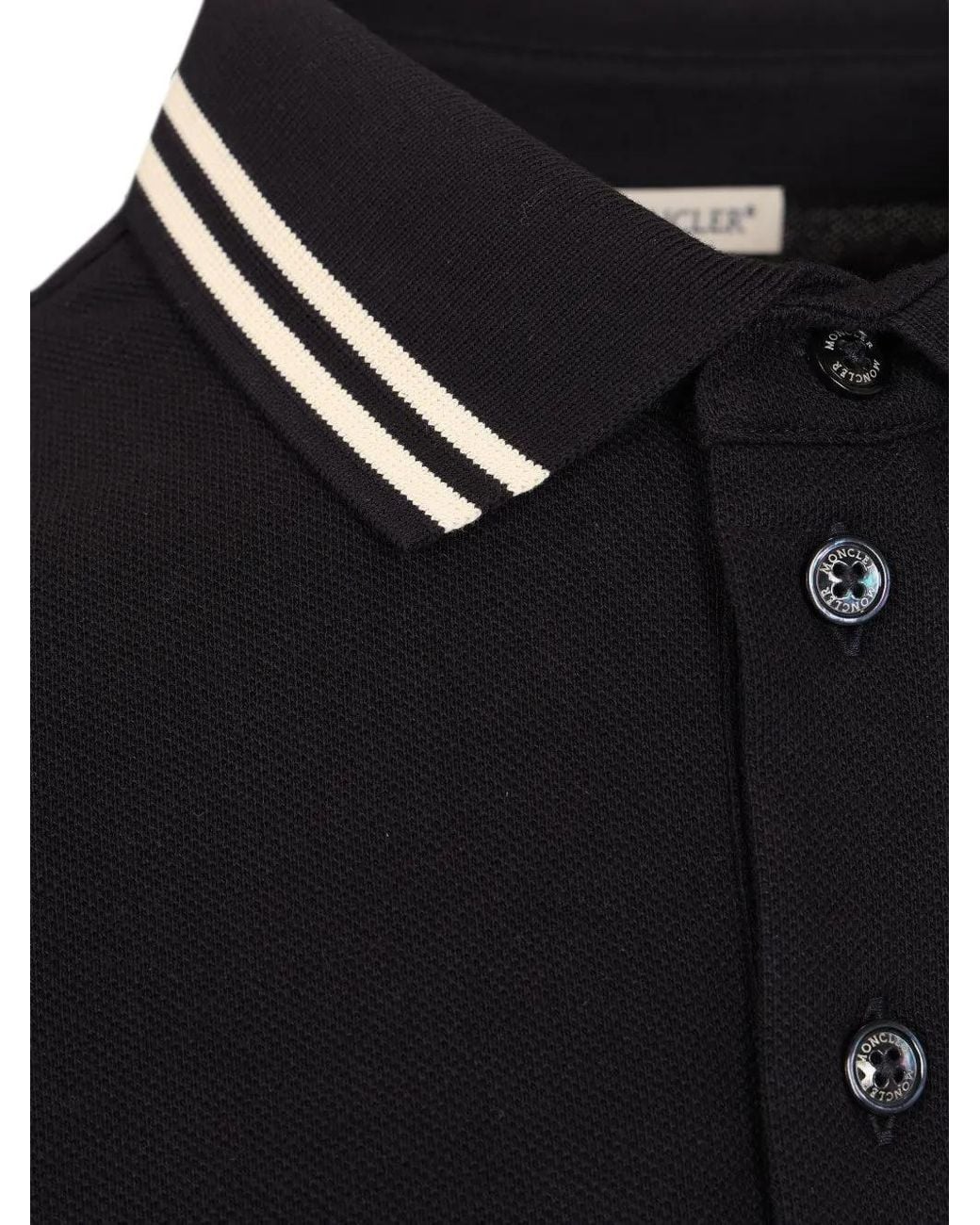 Moncler Black Logo-Patch Polo Shirt for men