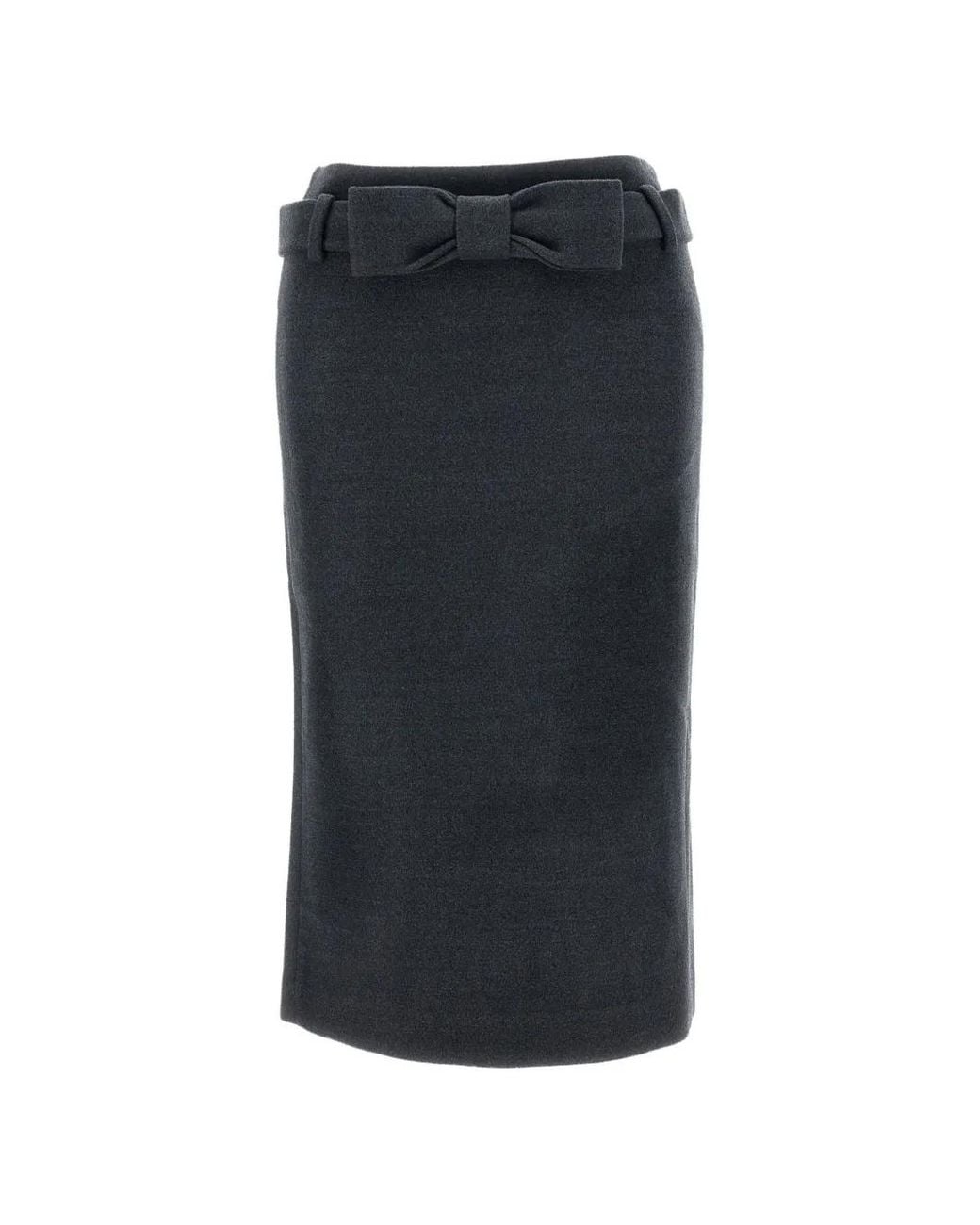 ShuShu/Tong Black Bow-Detail Belted Midi Skirt