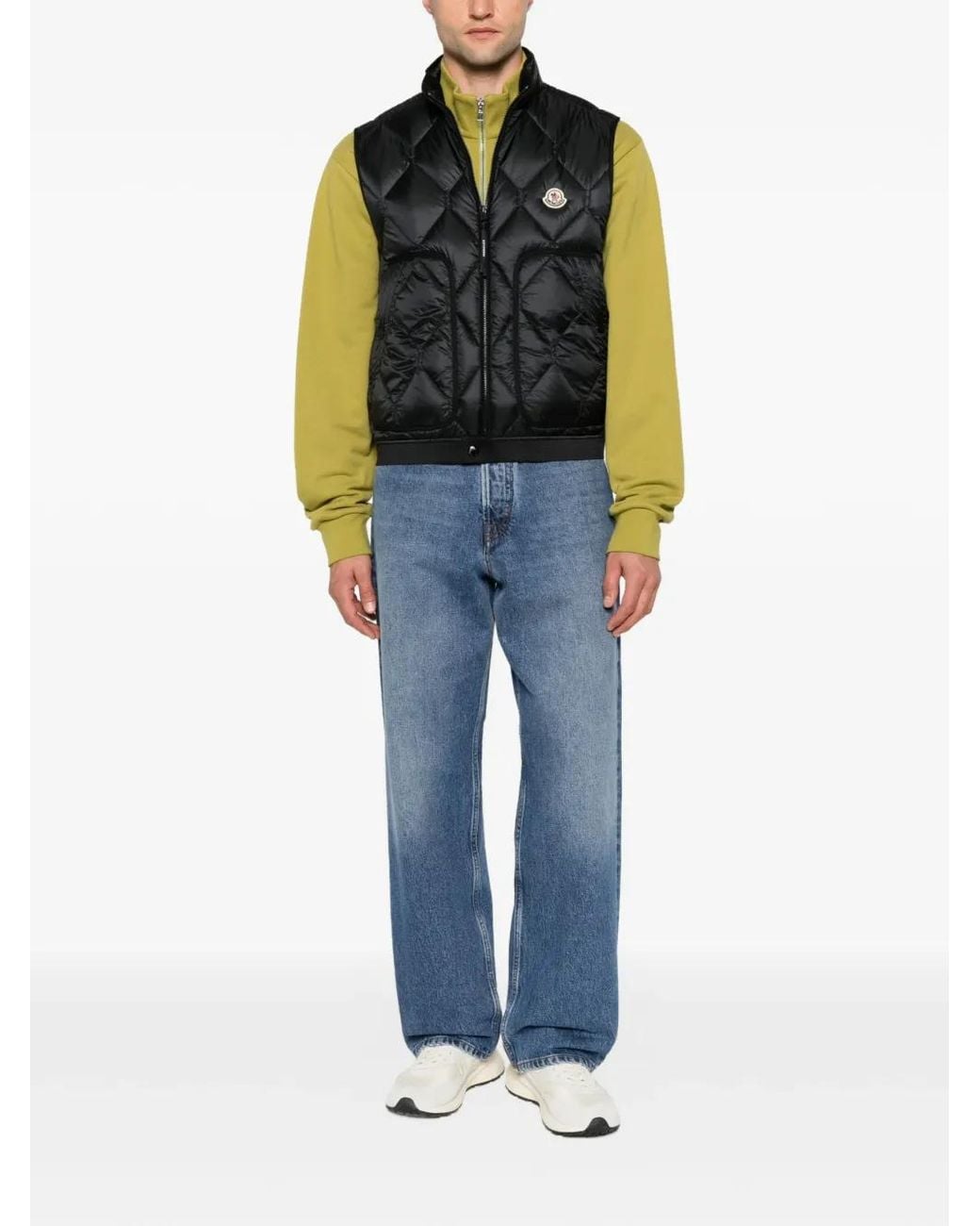 Moncler Blue Logo-Patch Straight-Leg Jeans for men