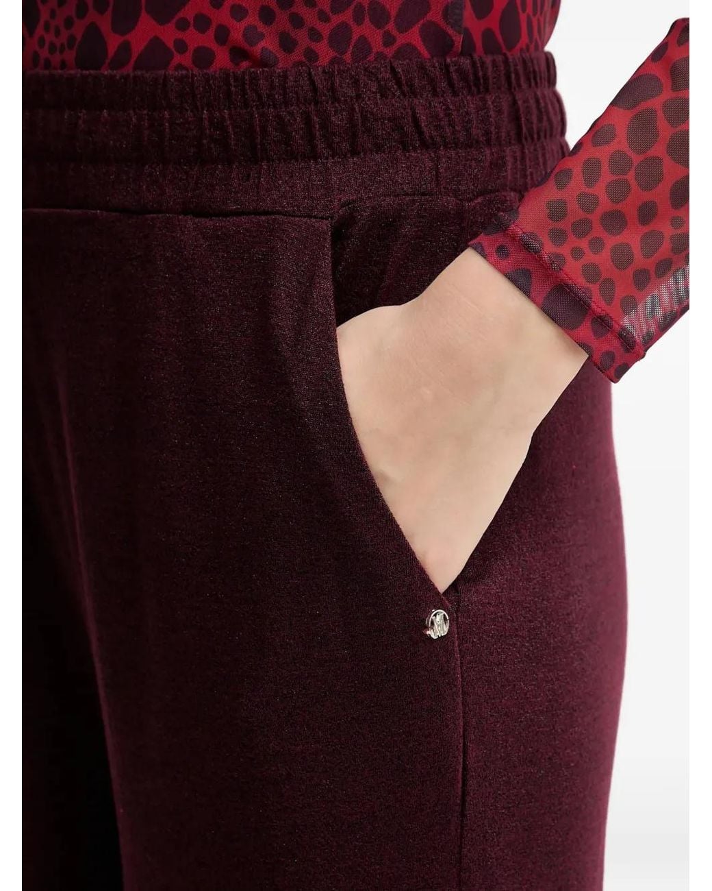 MARC AUREL Red Elasticated Wide Leg Trousers