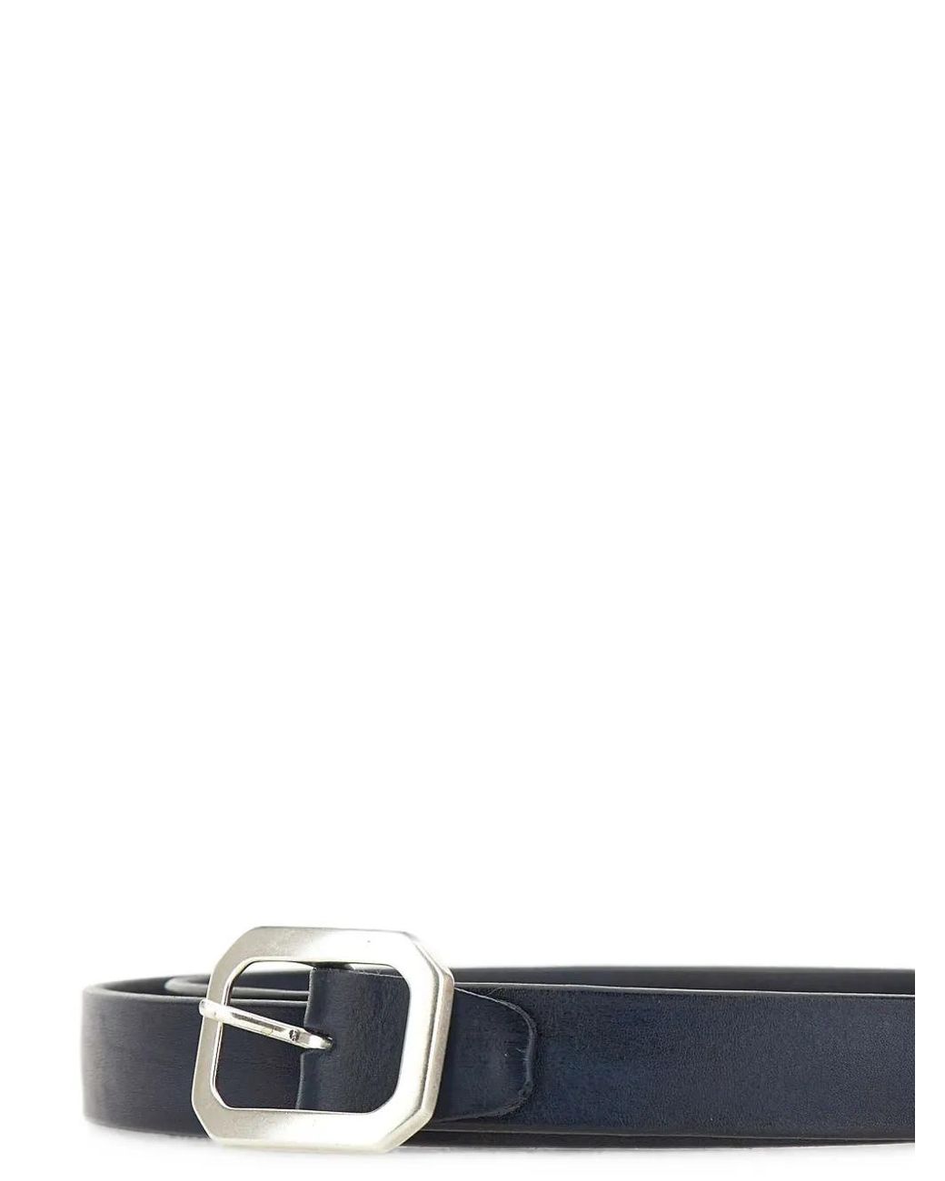 Alberto Luti White Square-Buckle Leather Belt for men