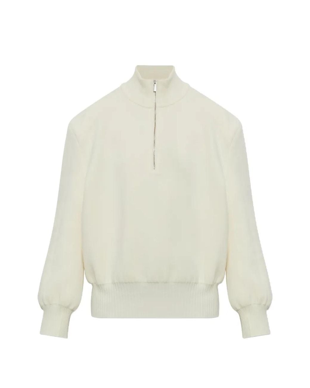 Issey Miyake White Quarter-Zip Turtleneck Sweater