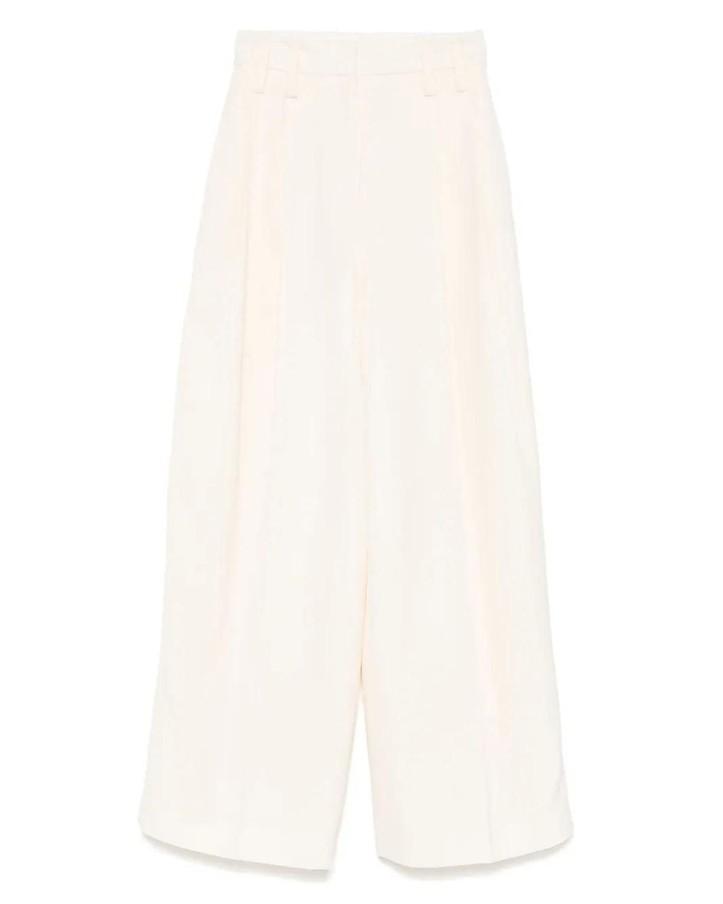 Jil Sander White Pleat-Detailed Trousers