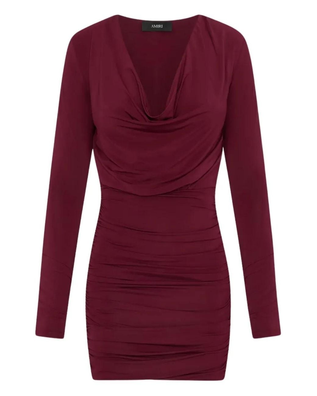 Amiri Red Cowl-Neck Draped Mini Cocktail Dress