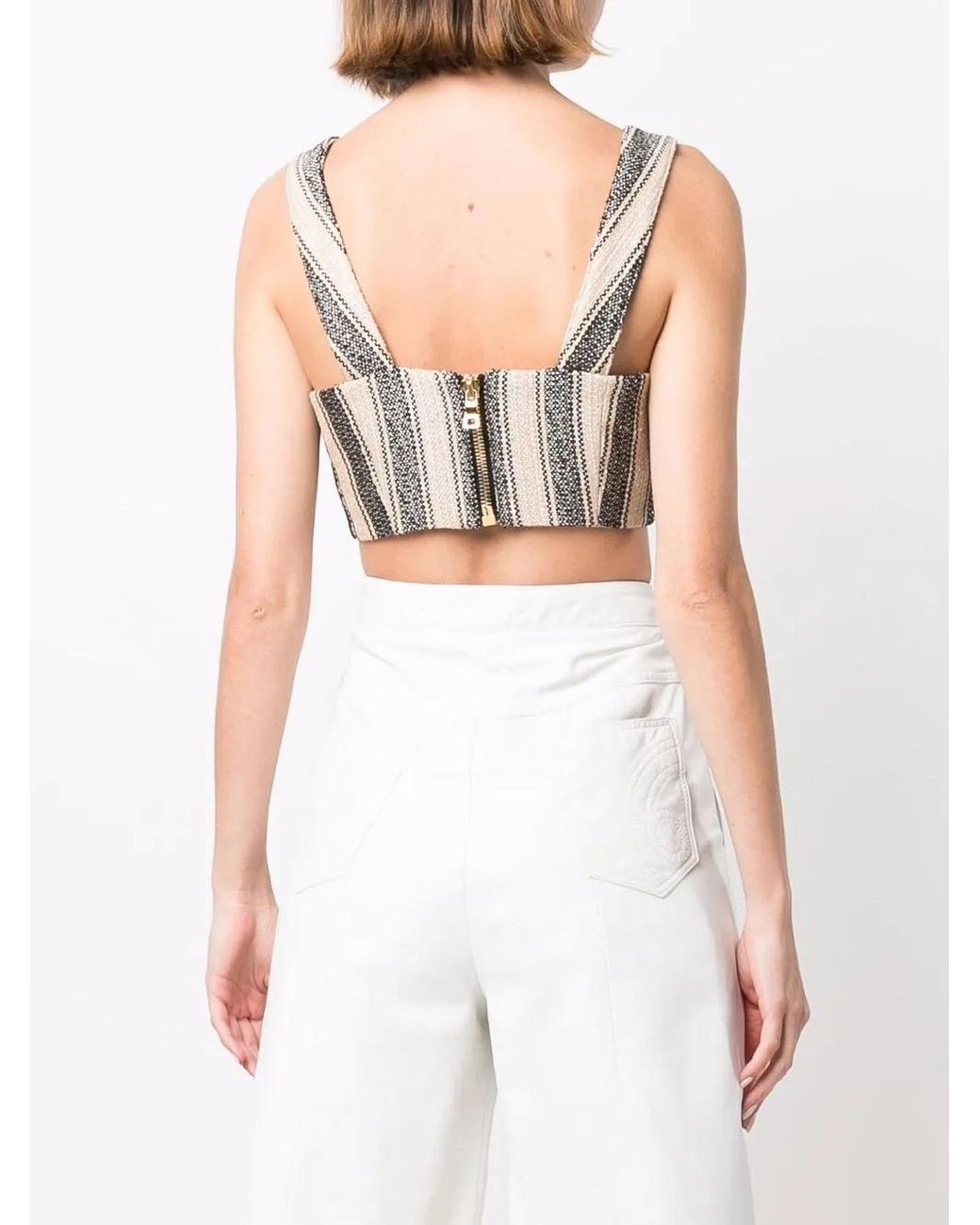 Balmain Multicolor Striped Cropped Top