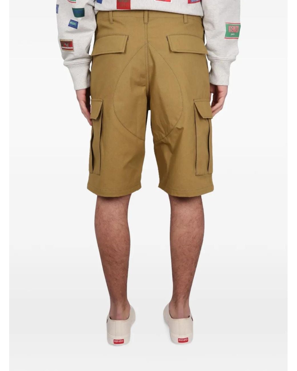 KENZO Natural Patch-Pocket Cargo Shorts for men