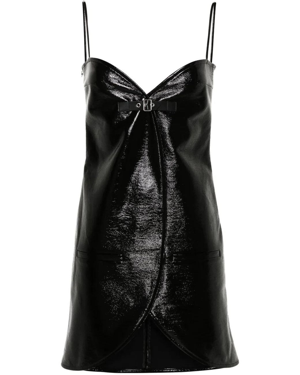Courreges Black High-Shine Mini Dress