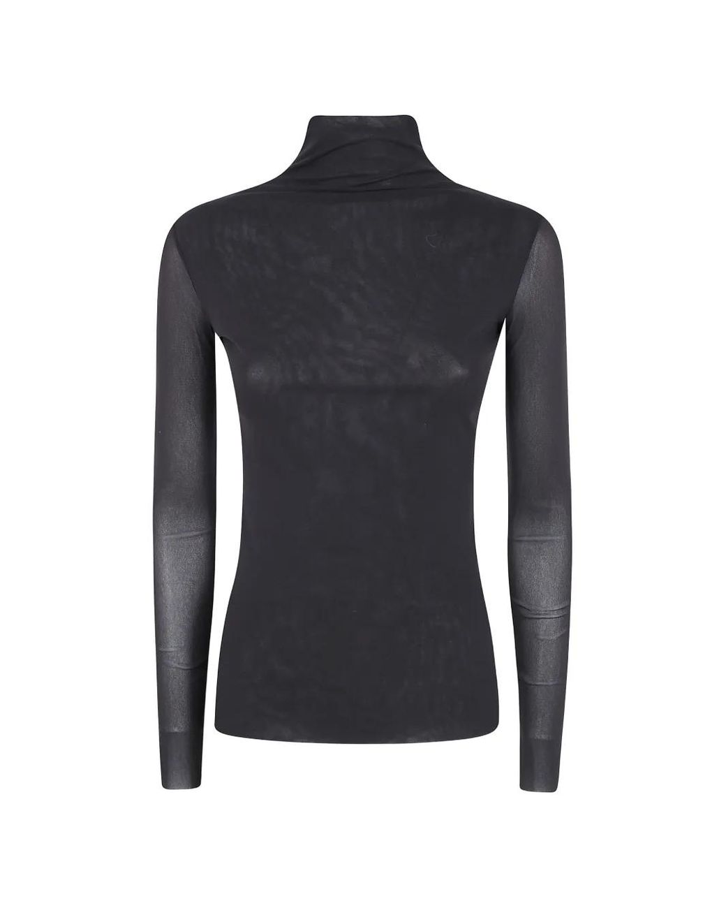 D.exterior Blue Sheer High-Neck Top