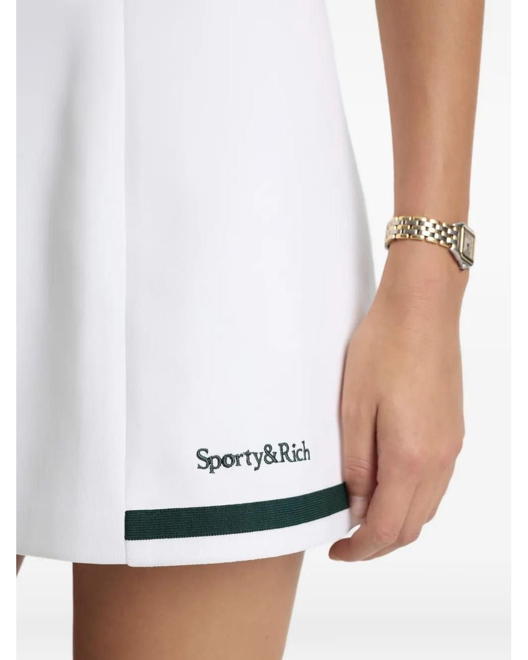 Sporty & Rich White Mila Striped Pleated Mini Skirt