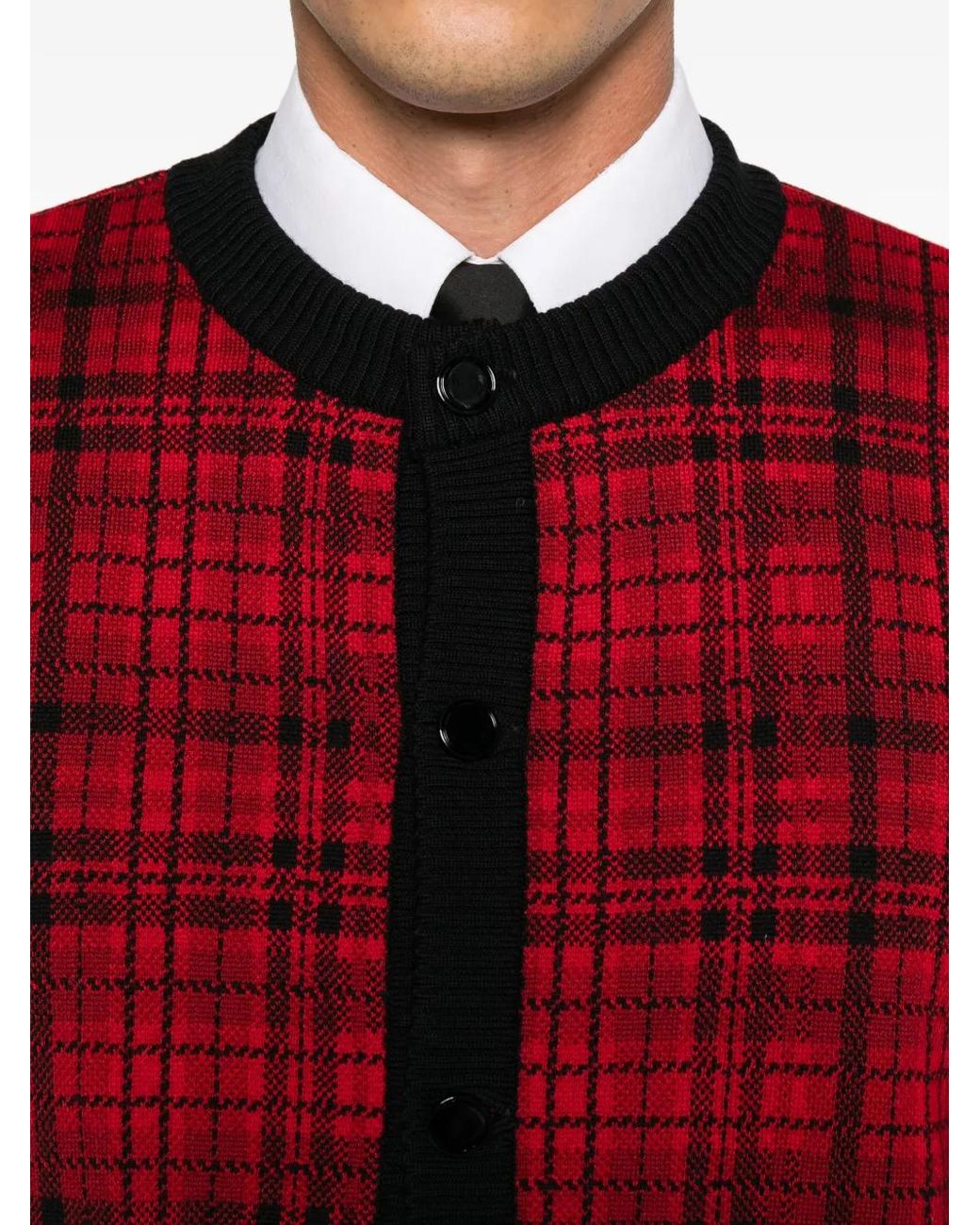Ernest W. Baker Red Tartan-Check Cardigan for men