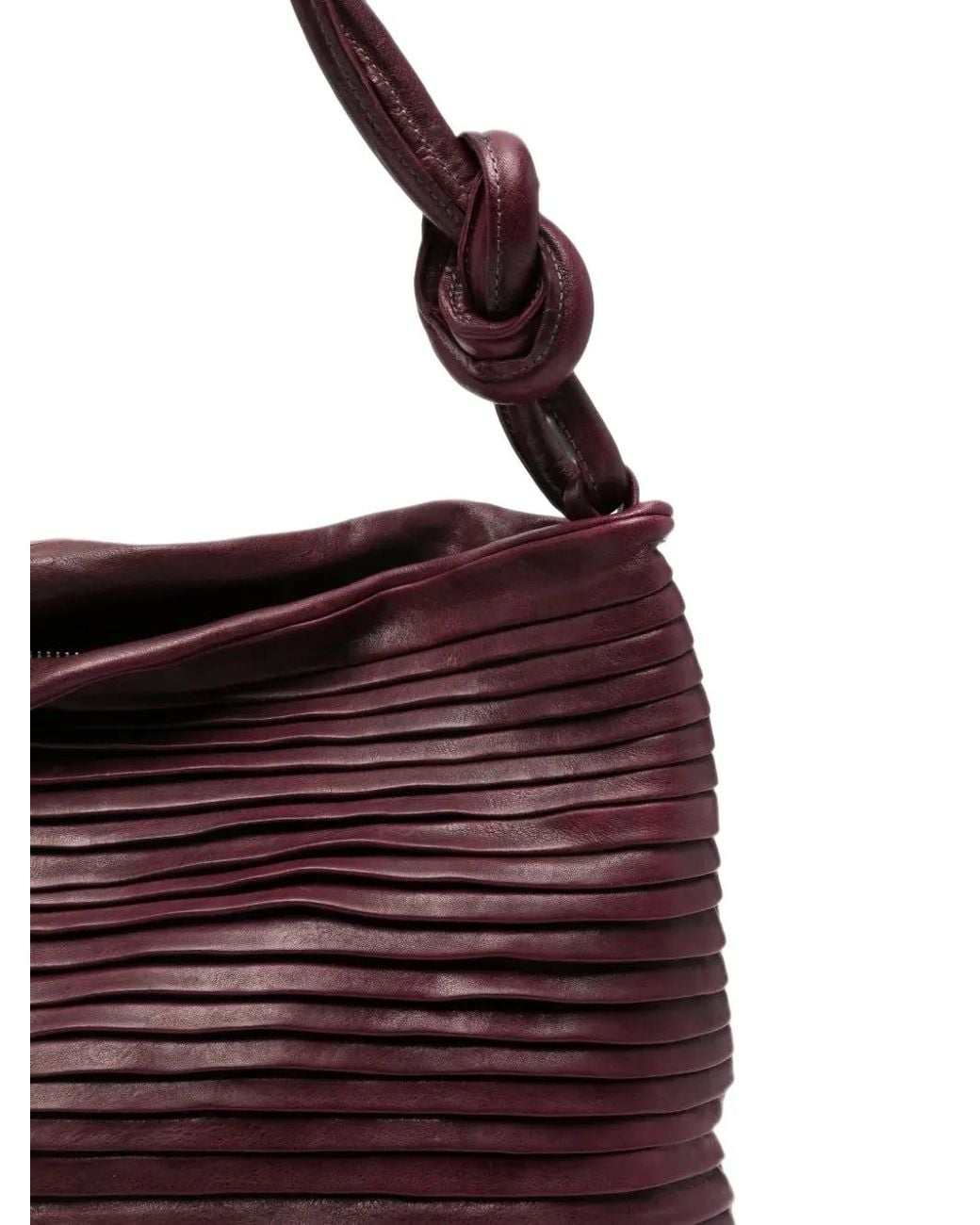 SOMMET Purple L Aisha Rows Pleated Leather Shoulder Bag